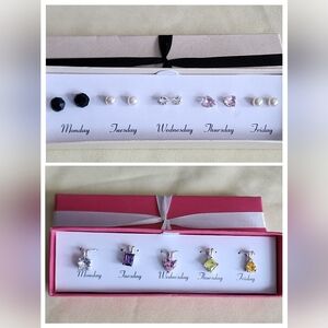 Chic Weekday Stud Earrings Set & Pendant Charms